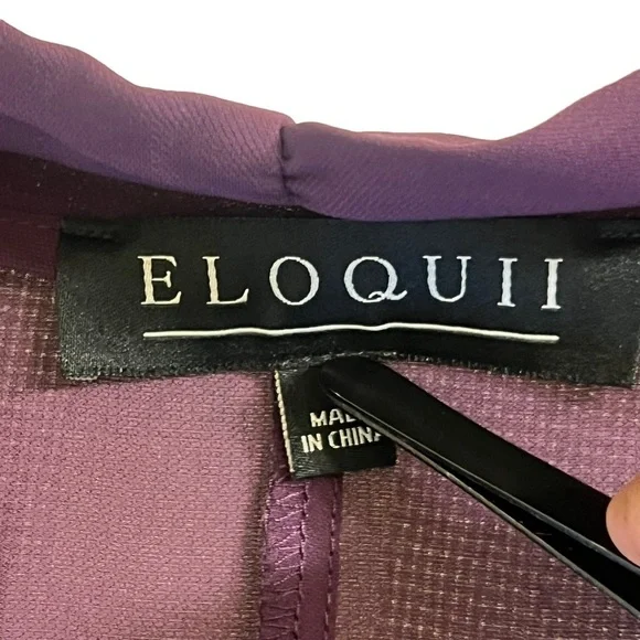 Eloquii Women’s Top 16 Purple Sheer Hi-Lo Long Sleeves - Picture 5 of 10